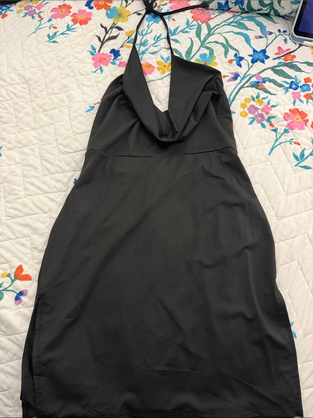 Fashion Nova Black Strapless Cowl Neck Dress